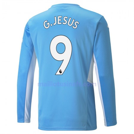 Maillot de Foot Manchester City Gabriel Jesus 9 Domicile 2021-22 Manches Longues